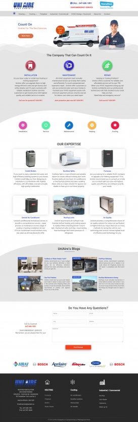 طراحی سایت سیستم های سرمایشی و گرمایشی UniAire